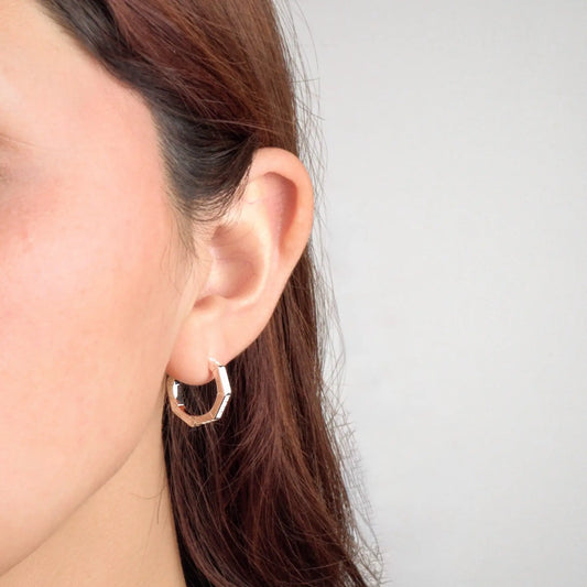 Aros plata 925 para mujer Octa argolla en modelo