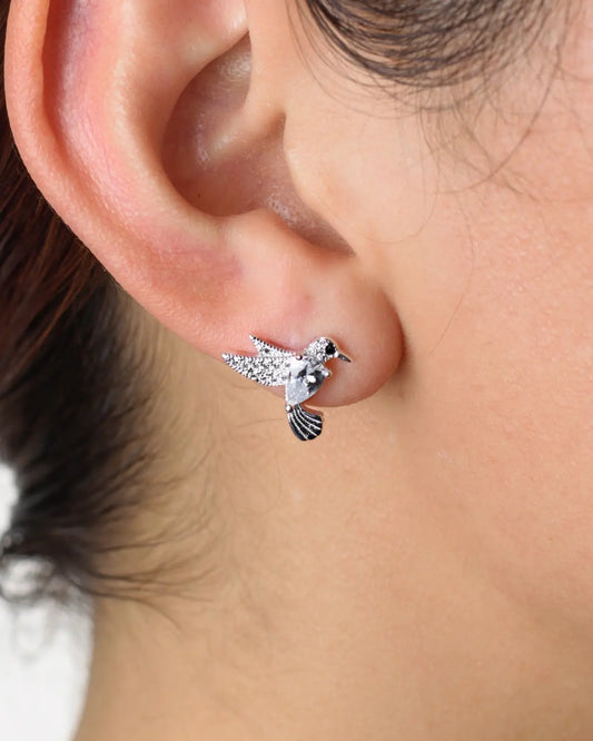 Aros plata 925 colibrí blanco