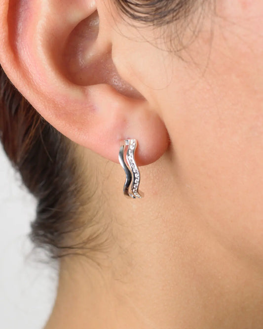 Aros plata 925 diseño onda irregular