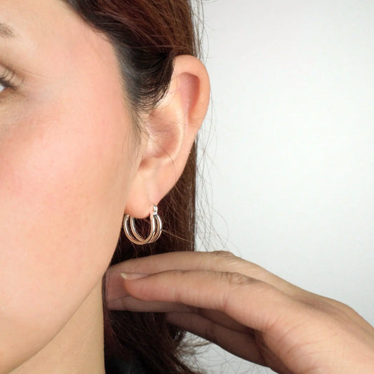 Aros plata 925 para mujer doble argolla Alia en modelo