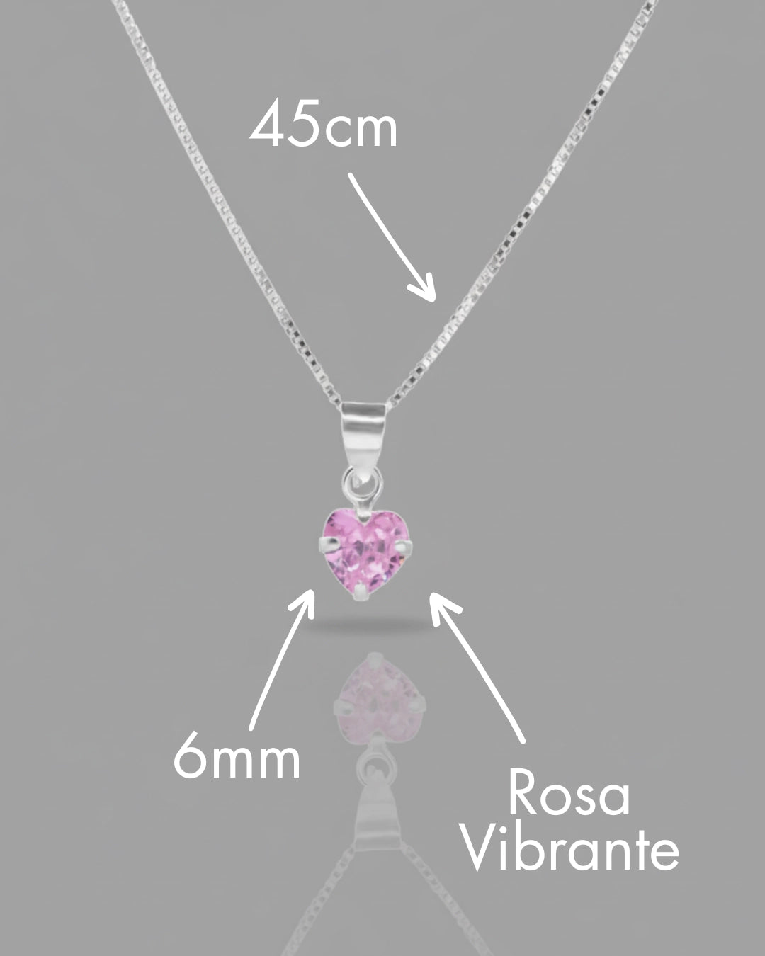 Collar plata 925 corazón punto luz rosa