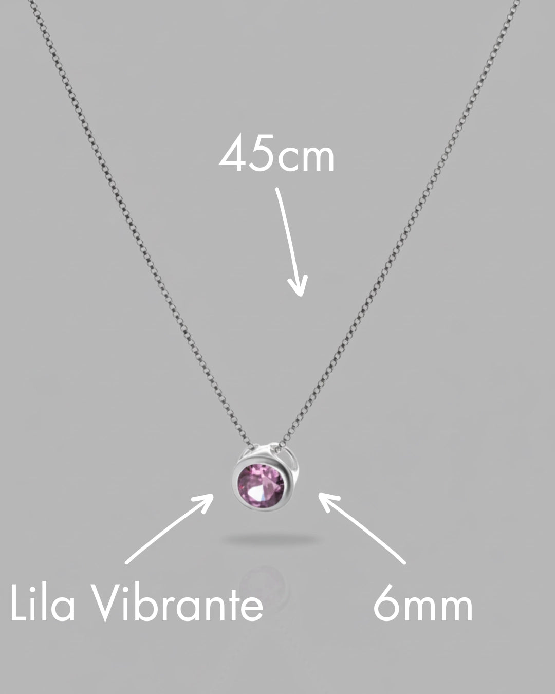 Collar plata 925 punto luz tambor lila