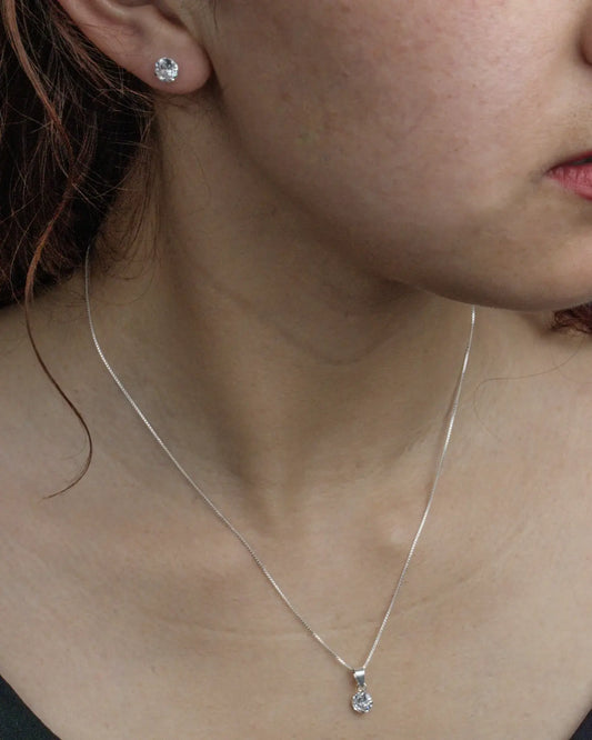 Conjunto plata 925 punto luz blanco