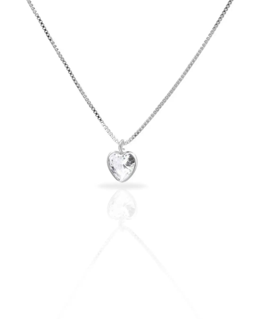 Collar plata 925 corazón punto luz blanco