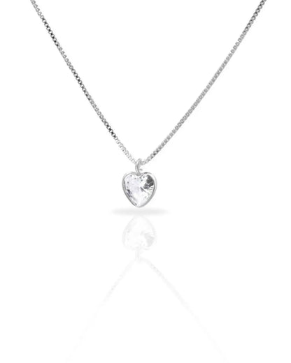 Collar plata 925 corazón punto luz blanco