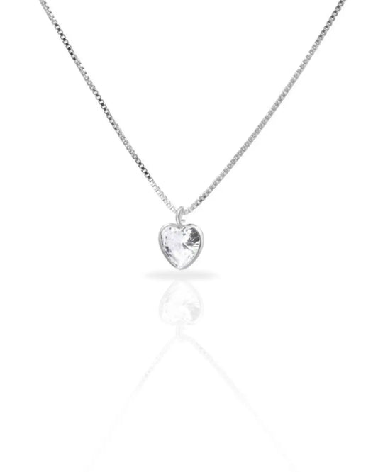 Collar plata 925 corazón punto luz blanco