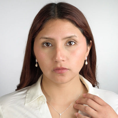 Aros plata 925 para mujer Gota Daphne colgante en modelo de frente