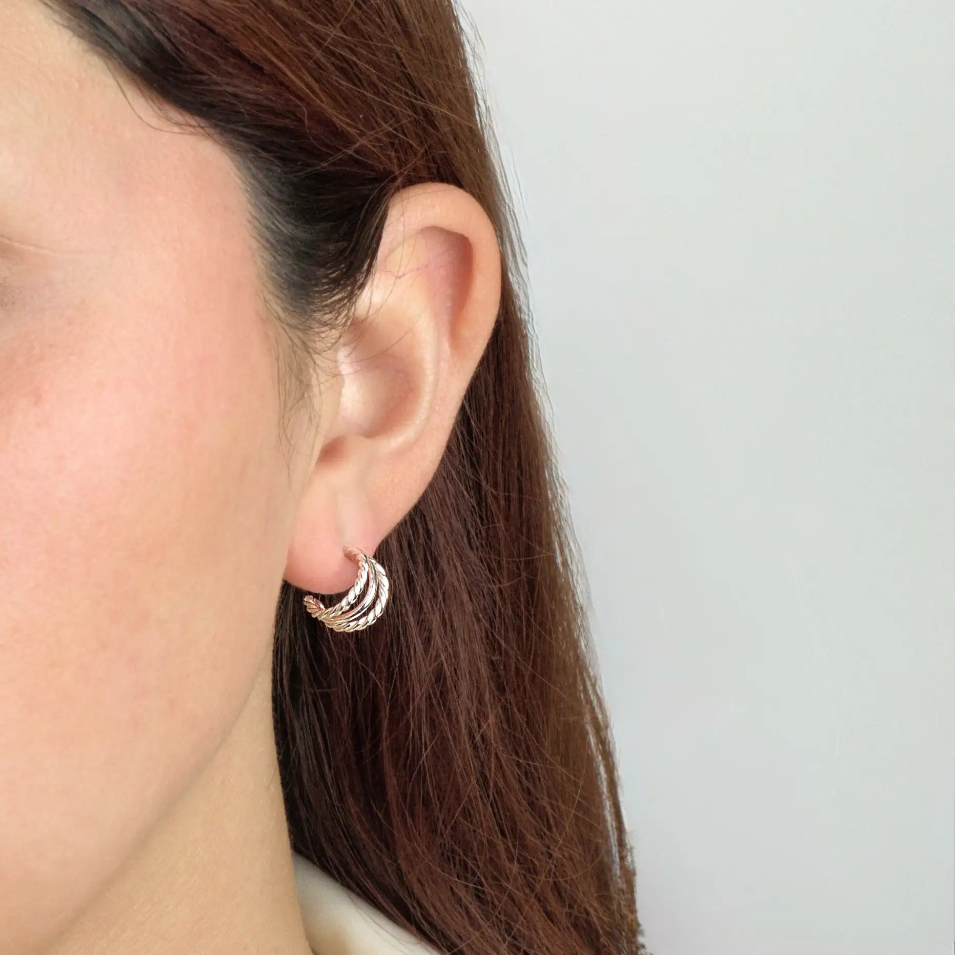 Aros plata 925 para mujer Milan en oreja