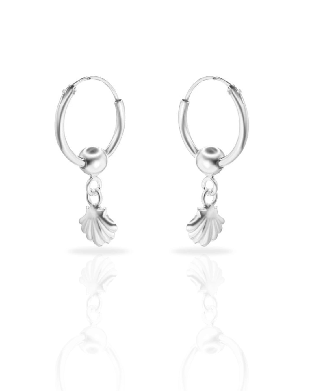 Aros plata 925 argolla con almeja