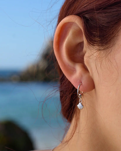 Aros plata 925 argolla con almeja