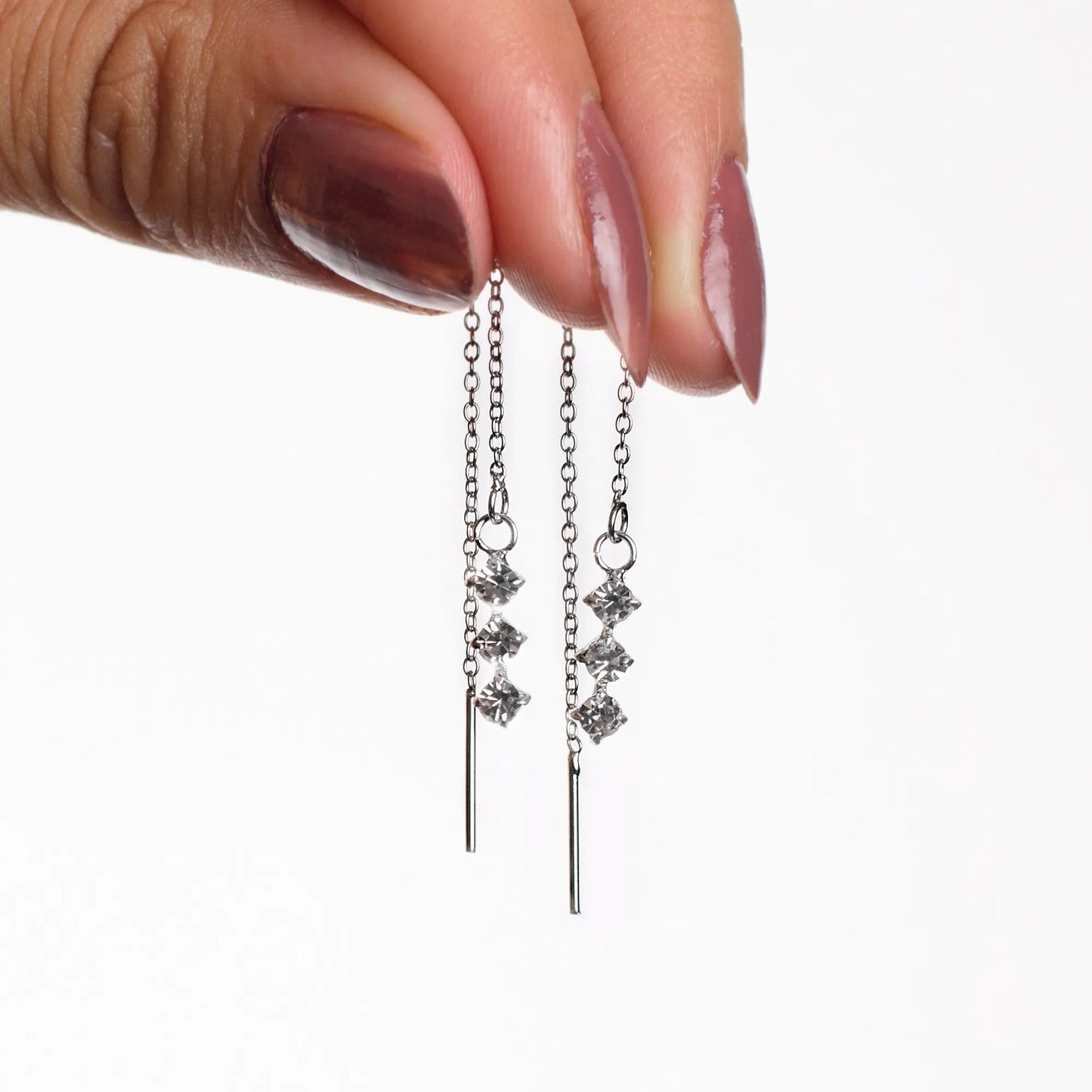 Aros plata 925 Cascada para mujer en mano