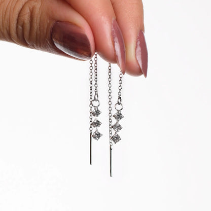 Aros plata 925 Cascada para mujer en mano