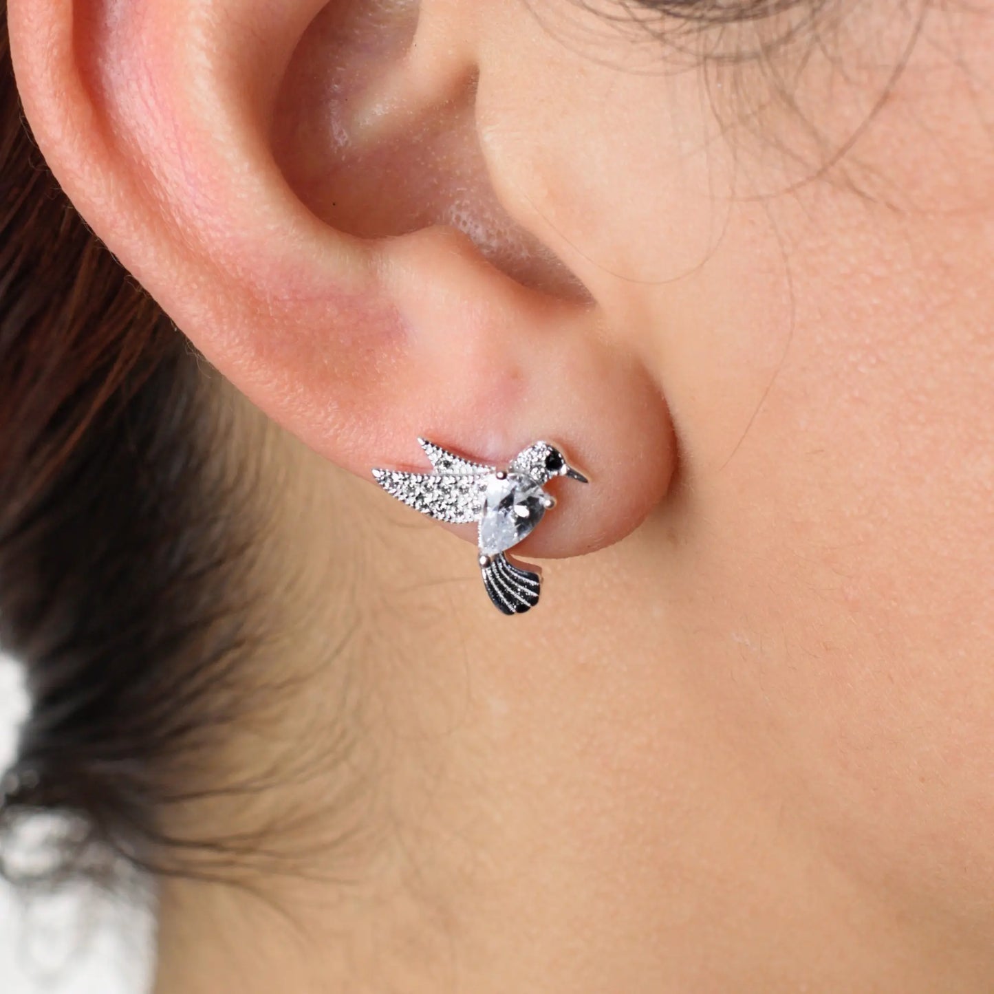 Aros plata 925 para mujer Colibrí en modelo