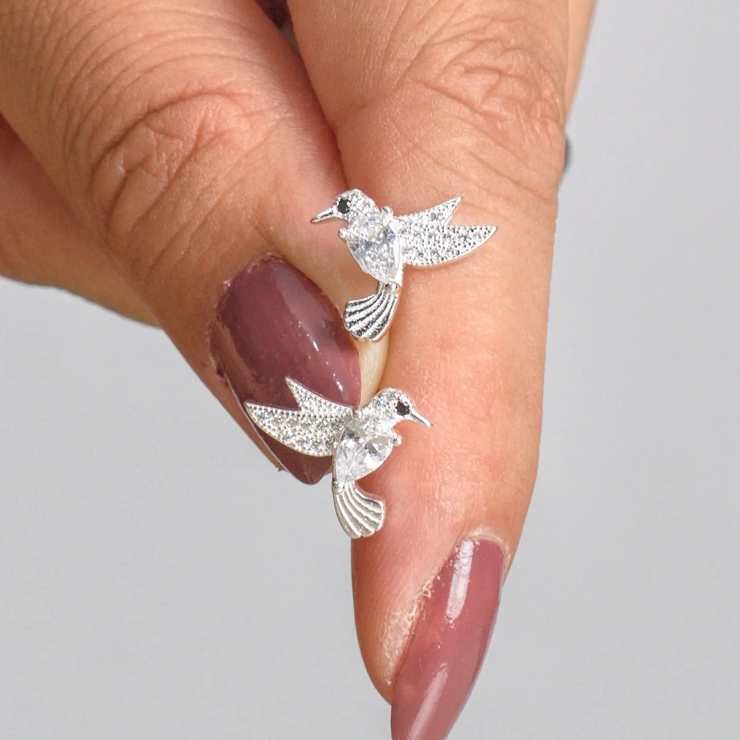 Aros plata 925 para mujer Colibrí en mano