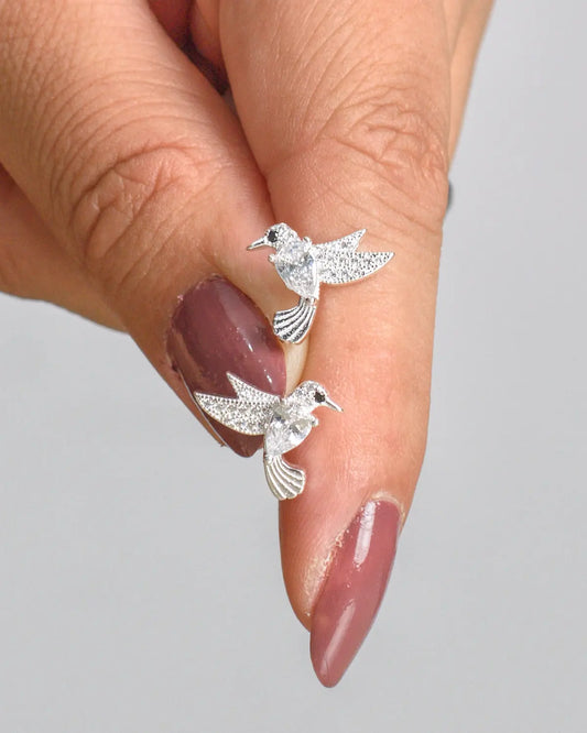 Aros plata 925 colibrí blanco