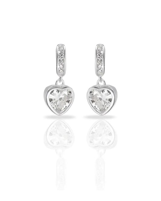 Aros plata 925 corazón colgante blanco
