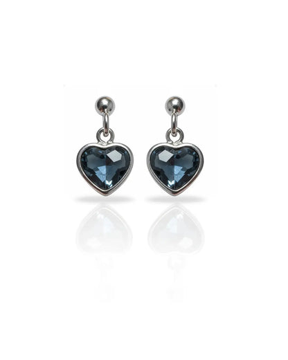Aros plata 925 corazón colgante swarovski azul
