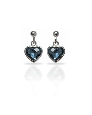 Aros plata 925 corazón colgante swarovski azul