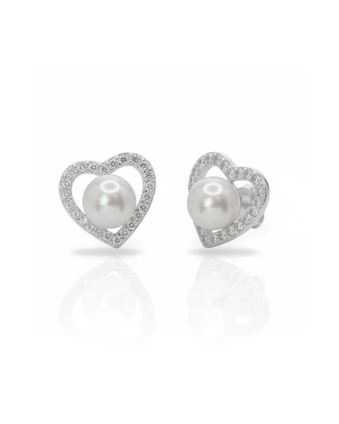 Aros plata 925 corazón perla blanco