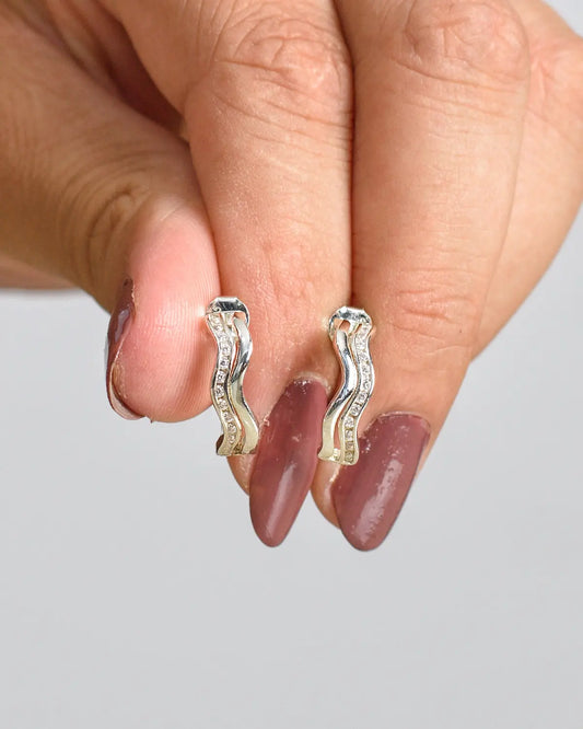 Aros plata 925 diseño onda irregular