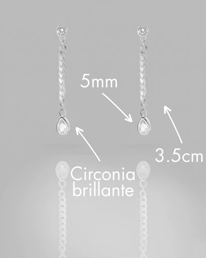 Aros plata 925 gota colgante