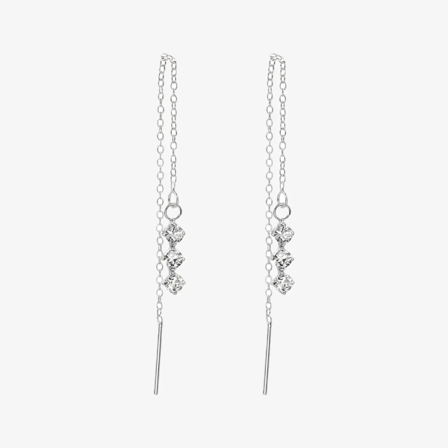 Aros plata 925 Cascada para mujer de frente