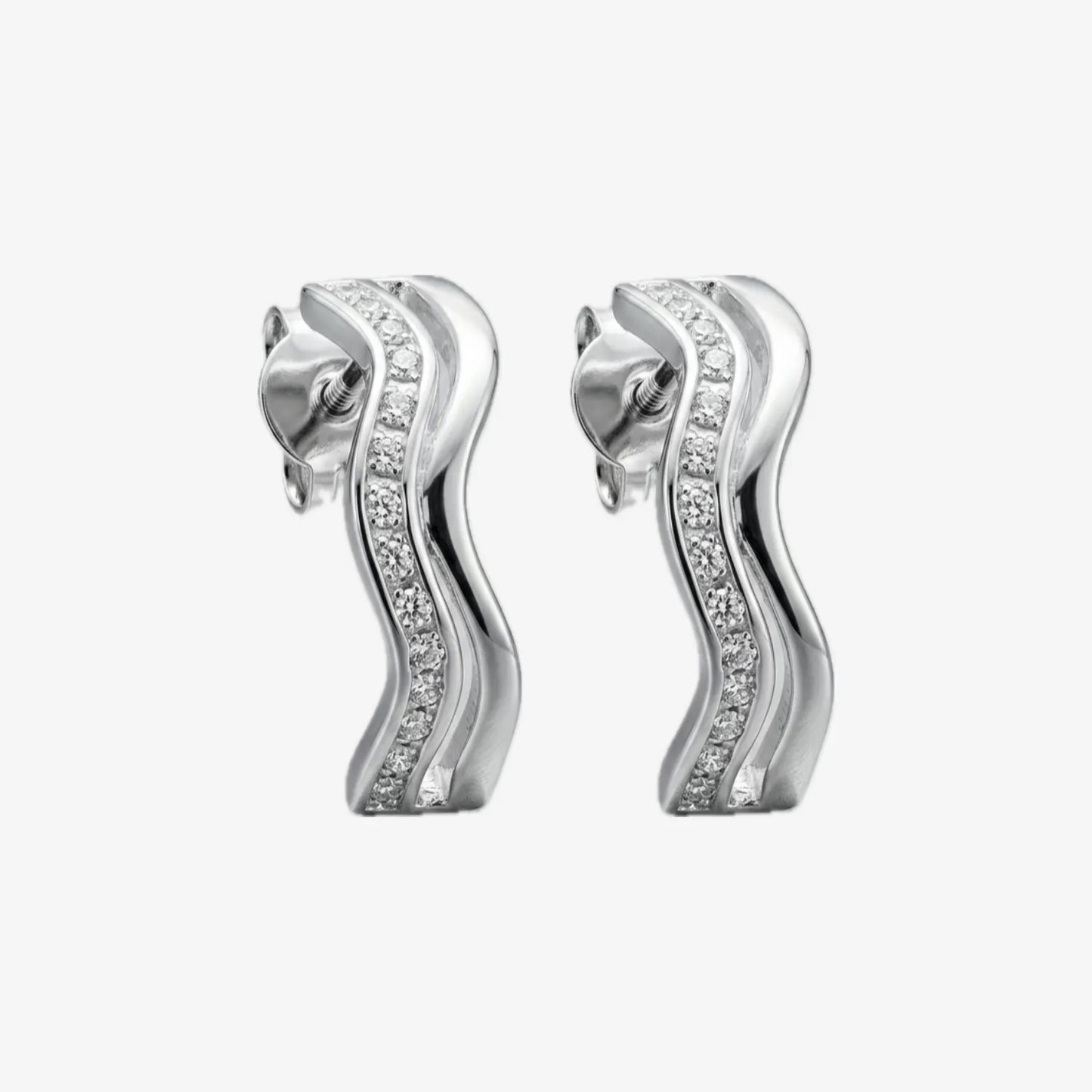Aros plata 925 Ondas para mujer de frente