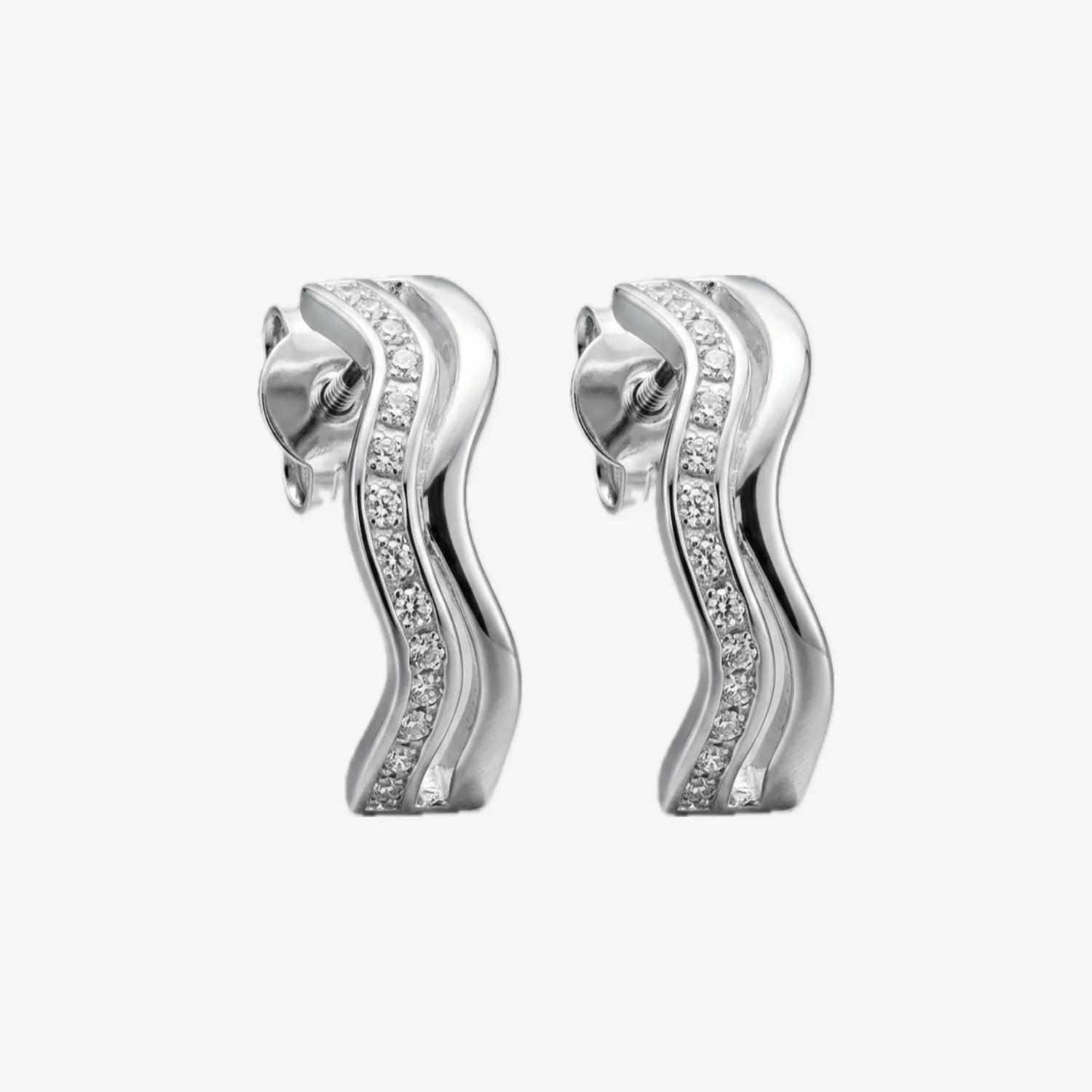 Aros plata 925 Ondas para mujer de frente