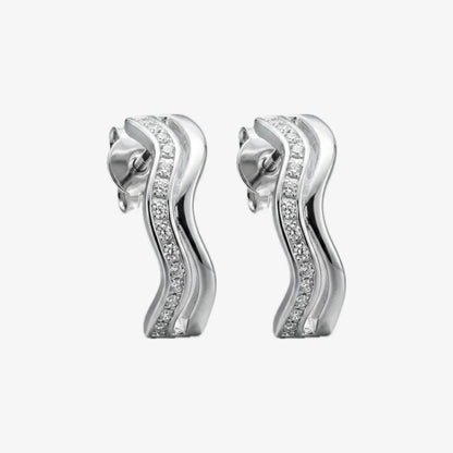 Aros plata 925 Ondas para mujer de frente