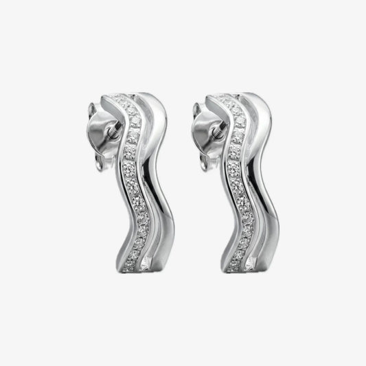 Aros plata 925 Ondas para mujer de frente