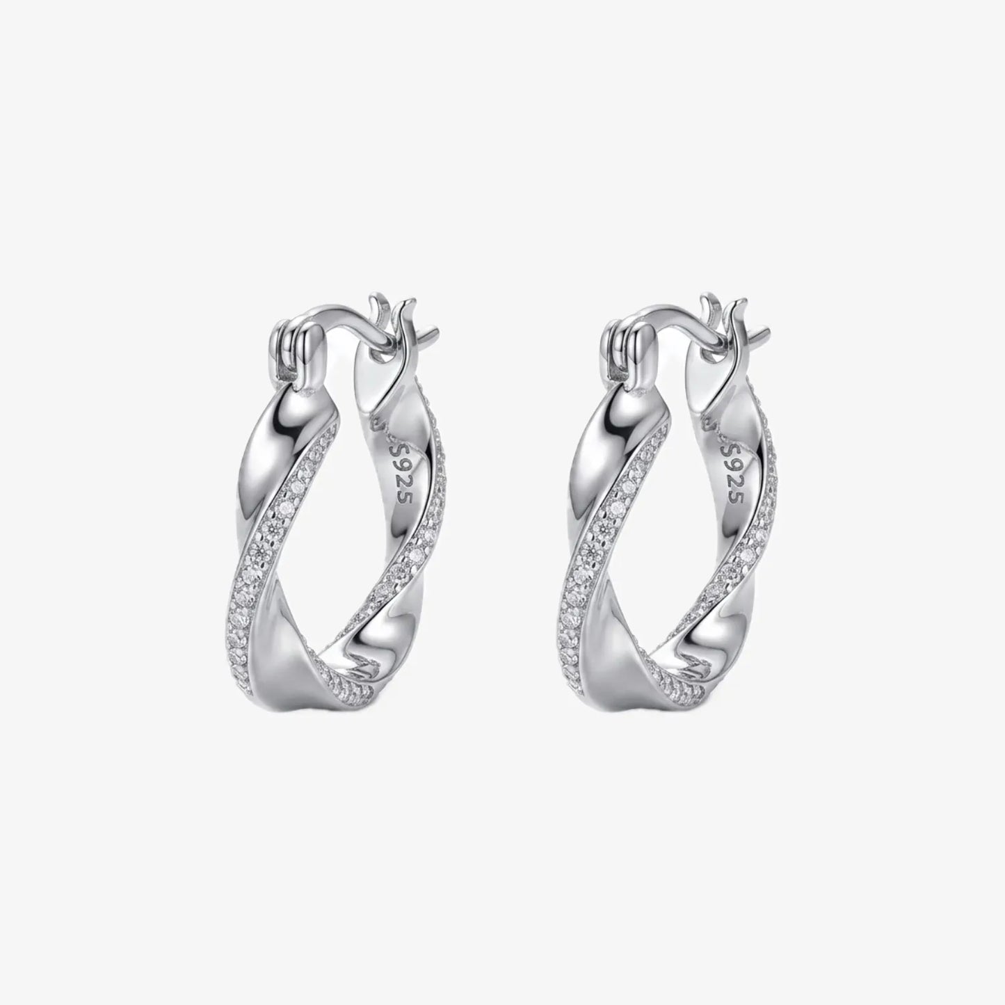 Aros plata 925 Serena para mujer de frente y costado