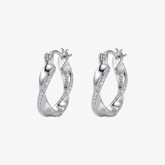 Aros plata 925 Serena para mujer de frente y costado