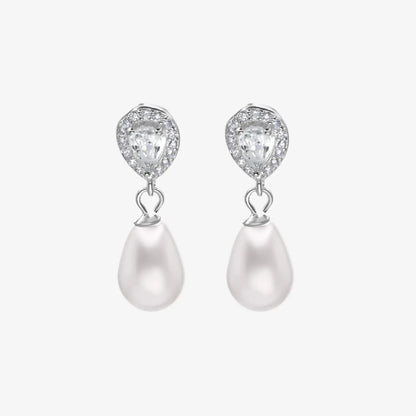 Aros plata 925 Gota Daphne para mujer de frente en fondo blanco