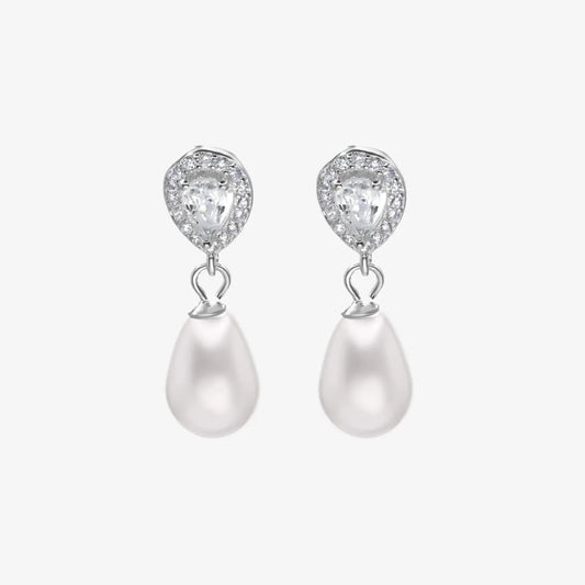Aros plata 925 Gota Daphne para mujer de frente en fondo blanco