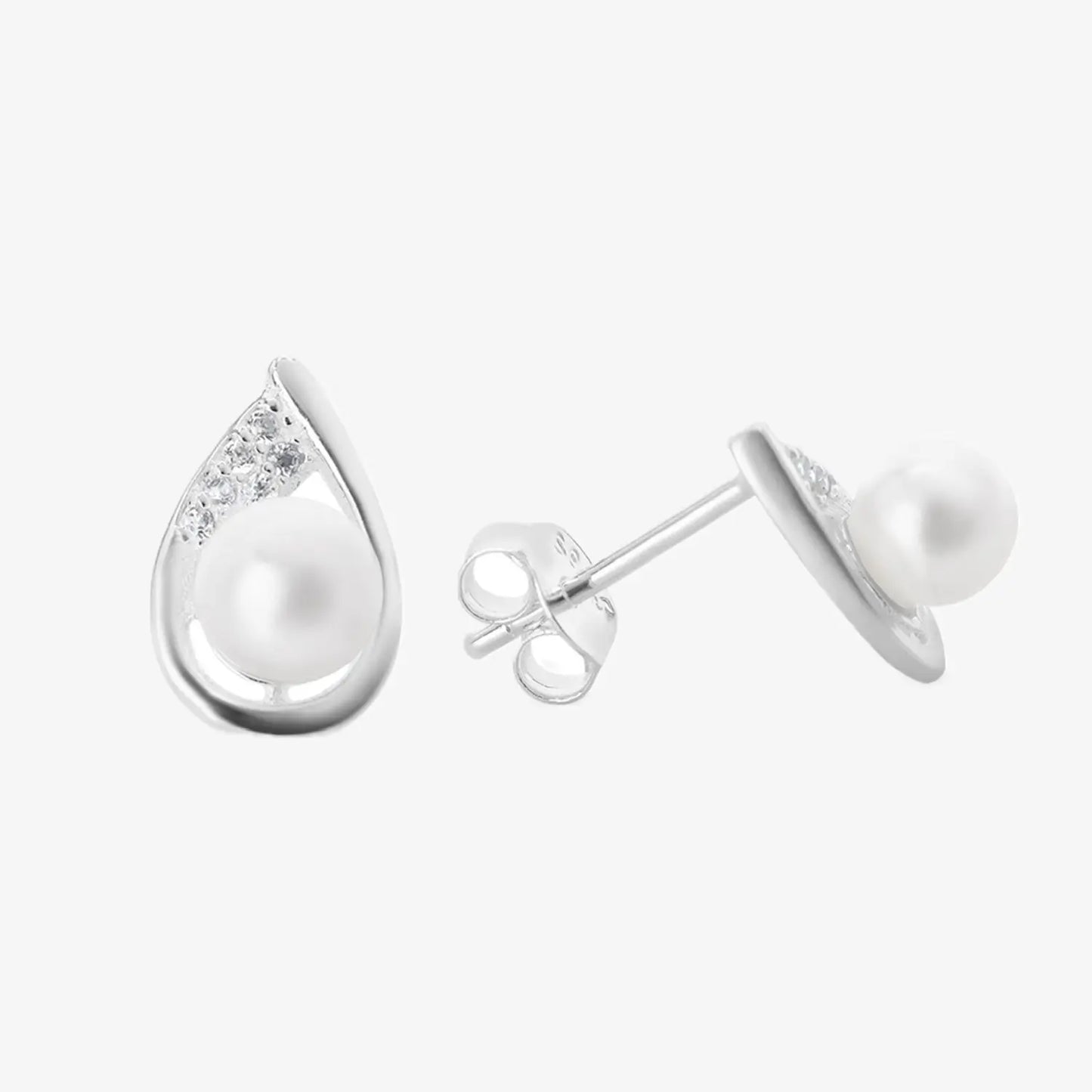 Aros plata 925 Perla Aura para mujer de frente