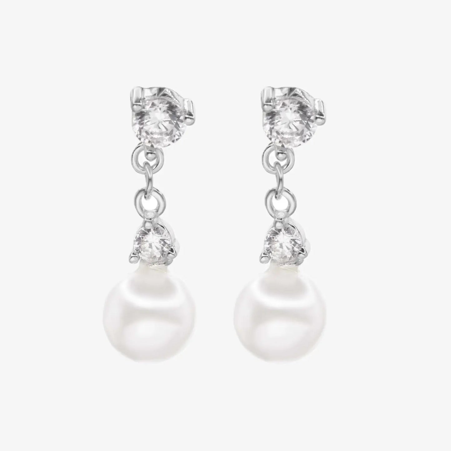 Aros plata 925 Perla Florence para mujer de frente en fondo blanco