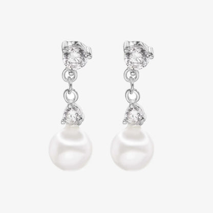 Aros plata 925 Perla Florence para mujer de frente en fondo blanco