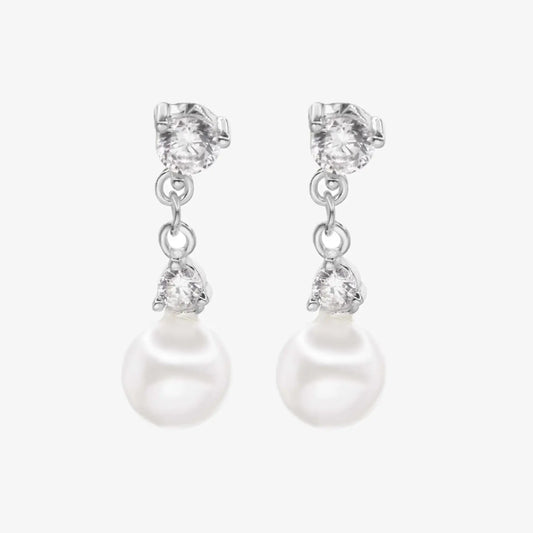 Aros plata 925 Perla Florence para mujer de frente en fondo blanco