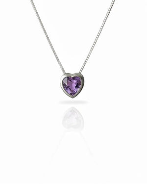 Collar plata 925 corazón punto luz tambor lila