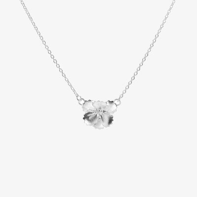 Collar plata 925 para mujer Flor Pensamiento fondo blanco