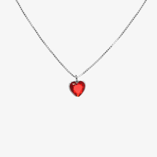 Collar plata 925 para mujer Ambar Red corazon fondo blanco