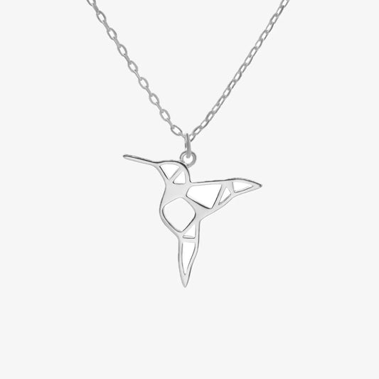 Collar plata 925 mujer Colibri Origami fondo blanco