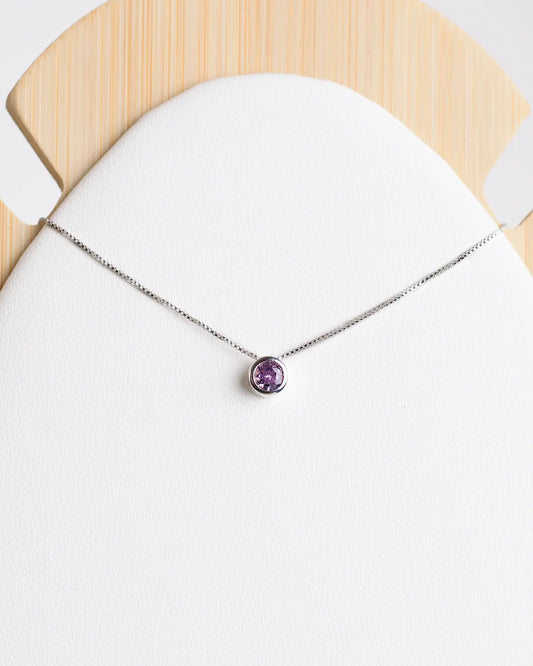 Collar plata 925 punto luz tambor lila