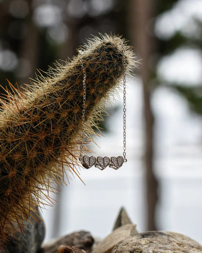 Collar plata 925 trébol de corazones
