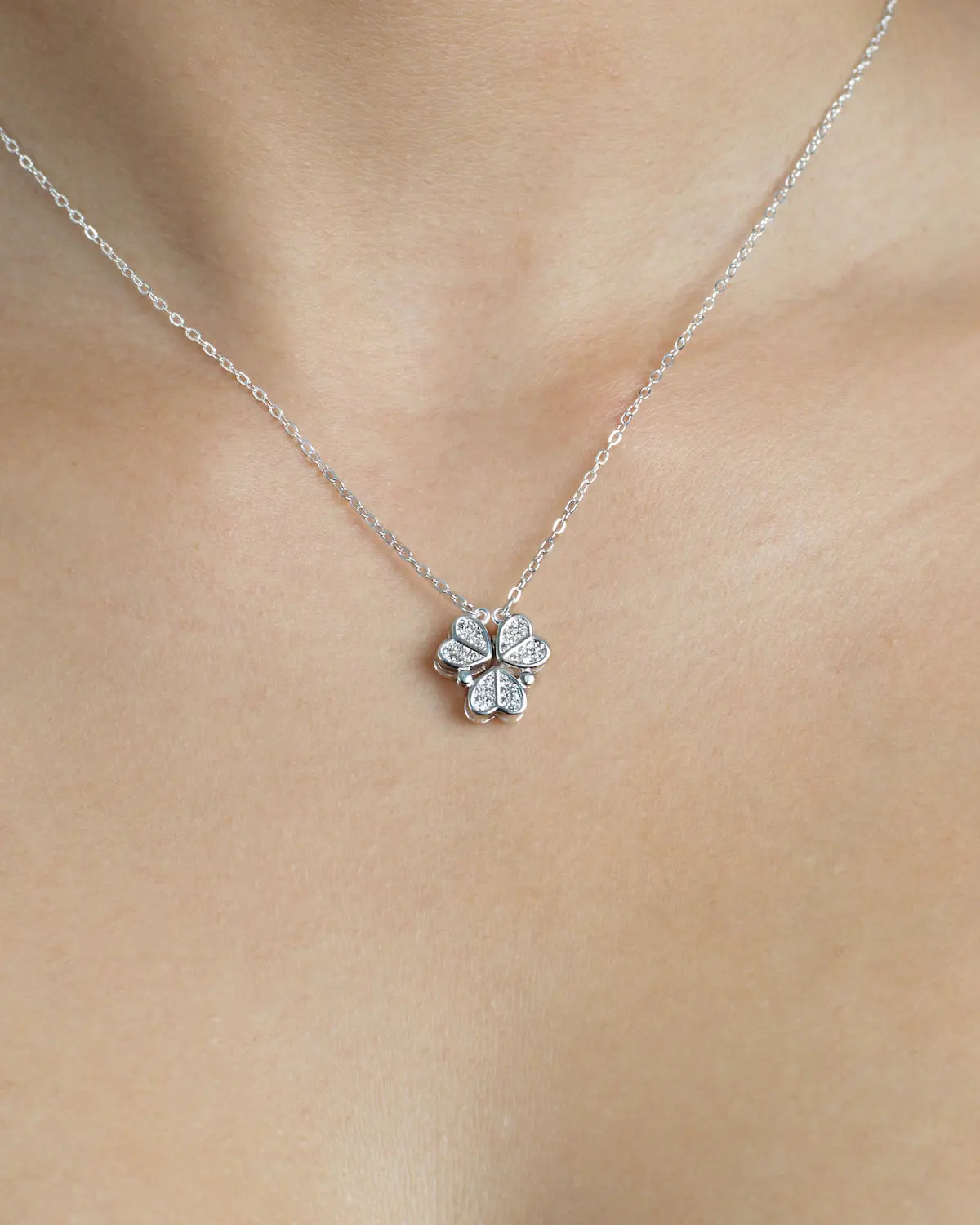 Collar plata Trébol de Corazones