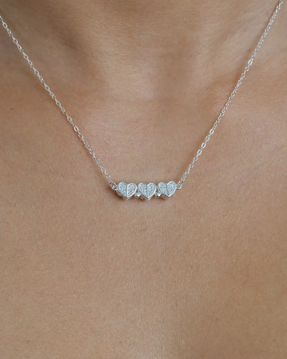 Collar plata 925 trébol de corazones