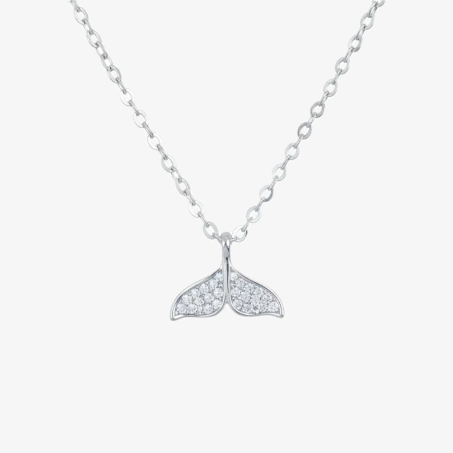 Collar plata 925 Ballena Thalassa para mujer de frente en fondo blanco