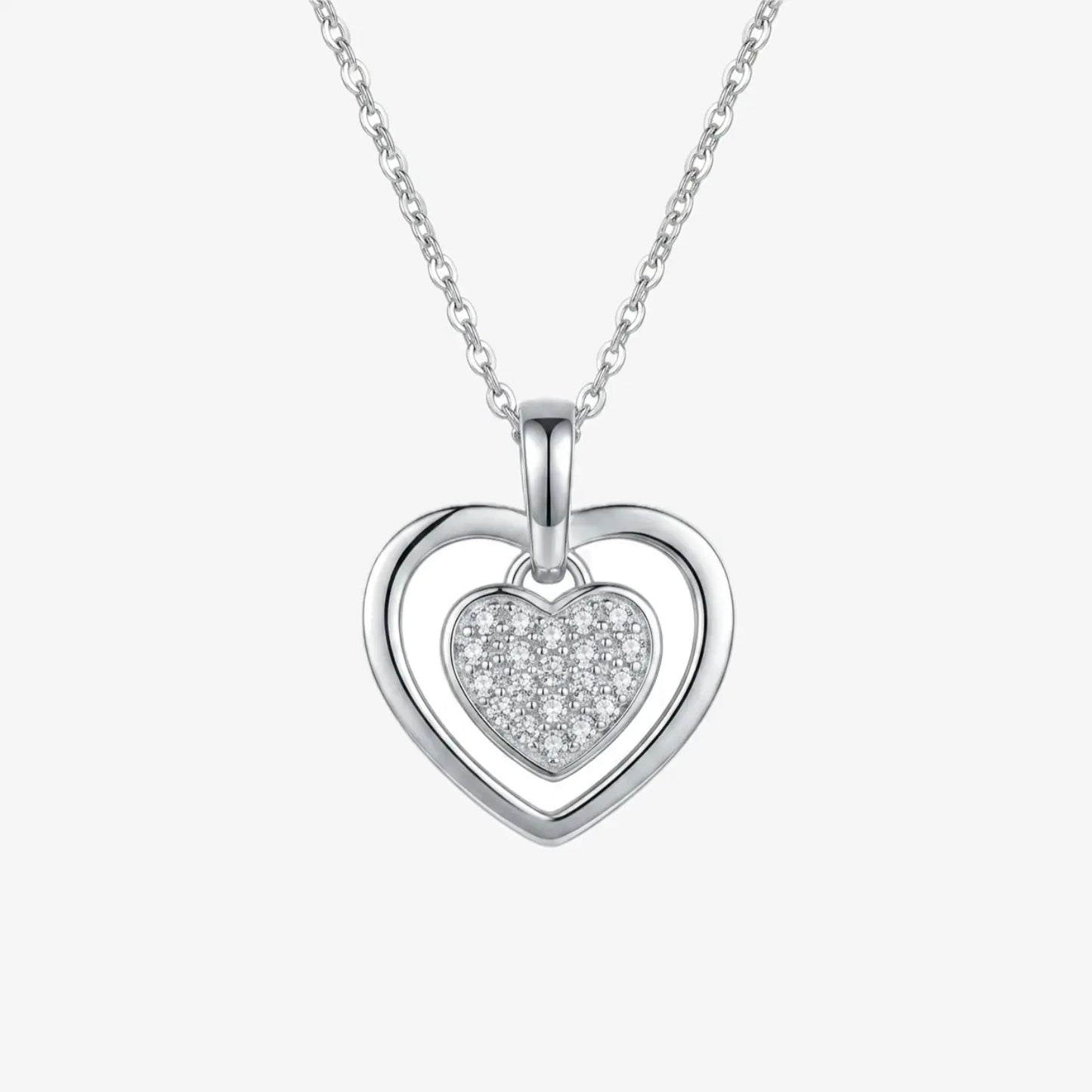 Collar plata 925 Corazón Amelie para mujer en fondo blanco de frente