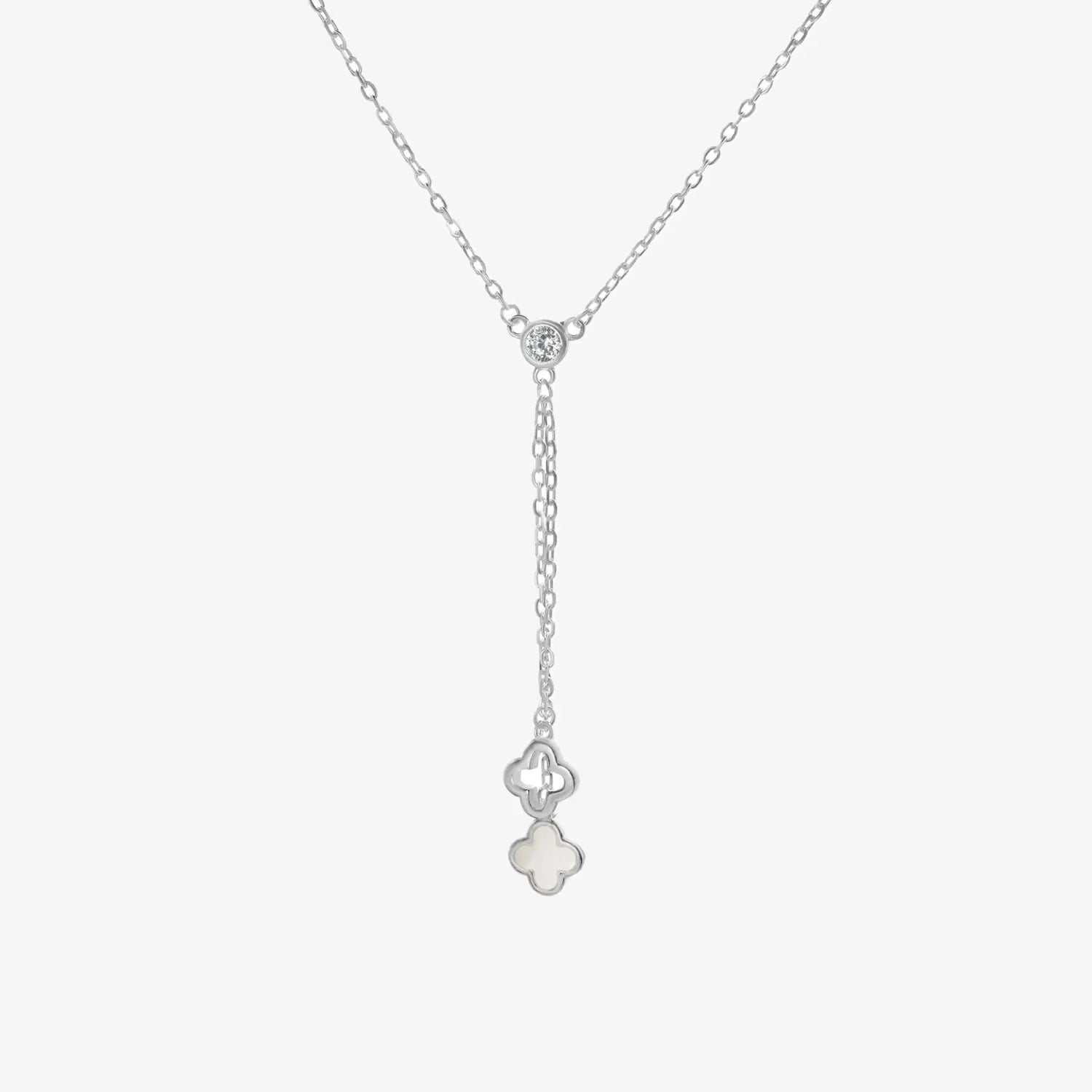 Collar plata 925 Trébol Duet para mujer de frente en fondo blanco