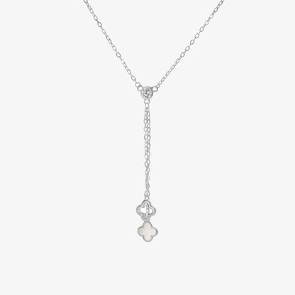 Collar plata 925 Trébol Duet para mujer de frente en fondo blanco